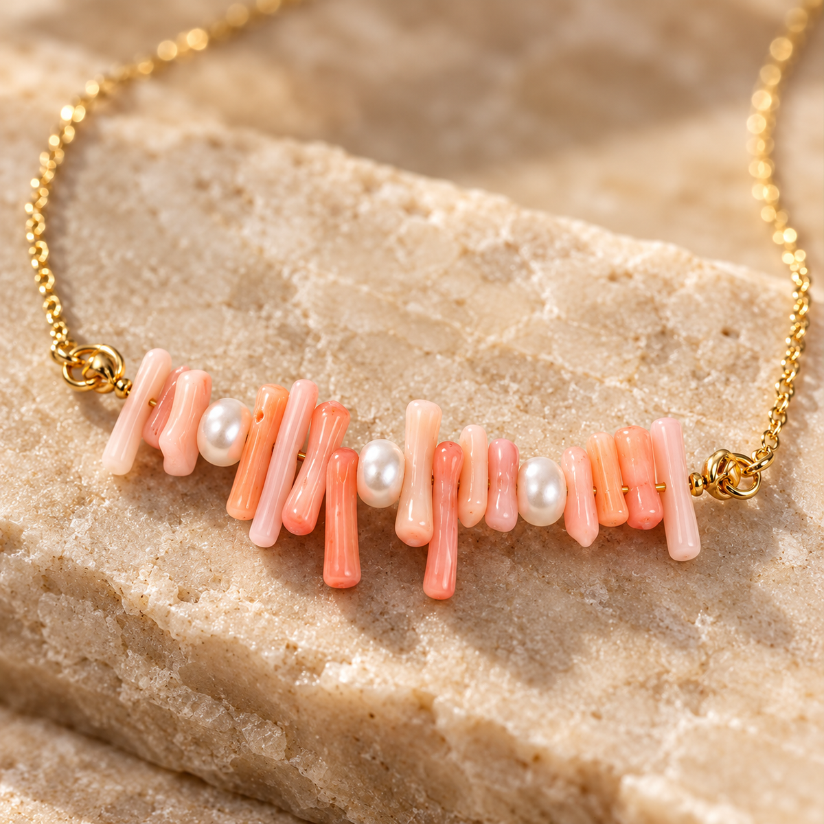Coral Whisper Pearl Mini Necklace