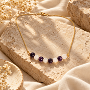 Violet Crystal Amethyst & Clear Quartz Mini Necklace