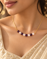 Violet Crystal Amethyst & Clear Quartz Mini Necklace