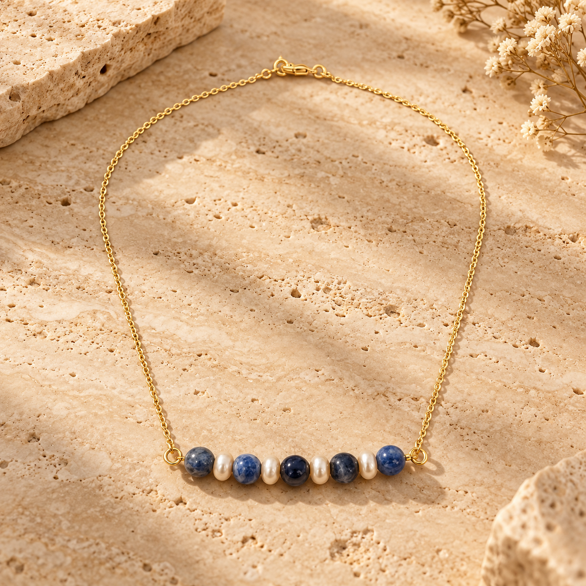 Indigo Pearl Blue Onyx Mini Necklace