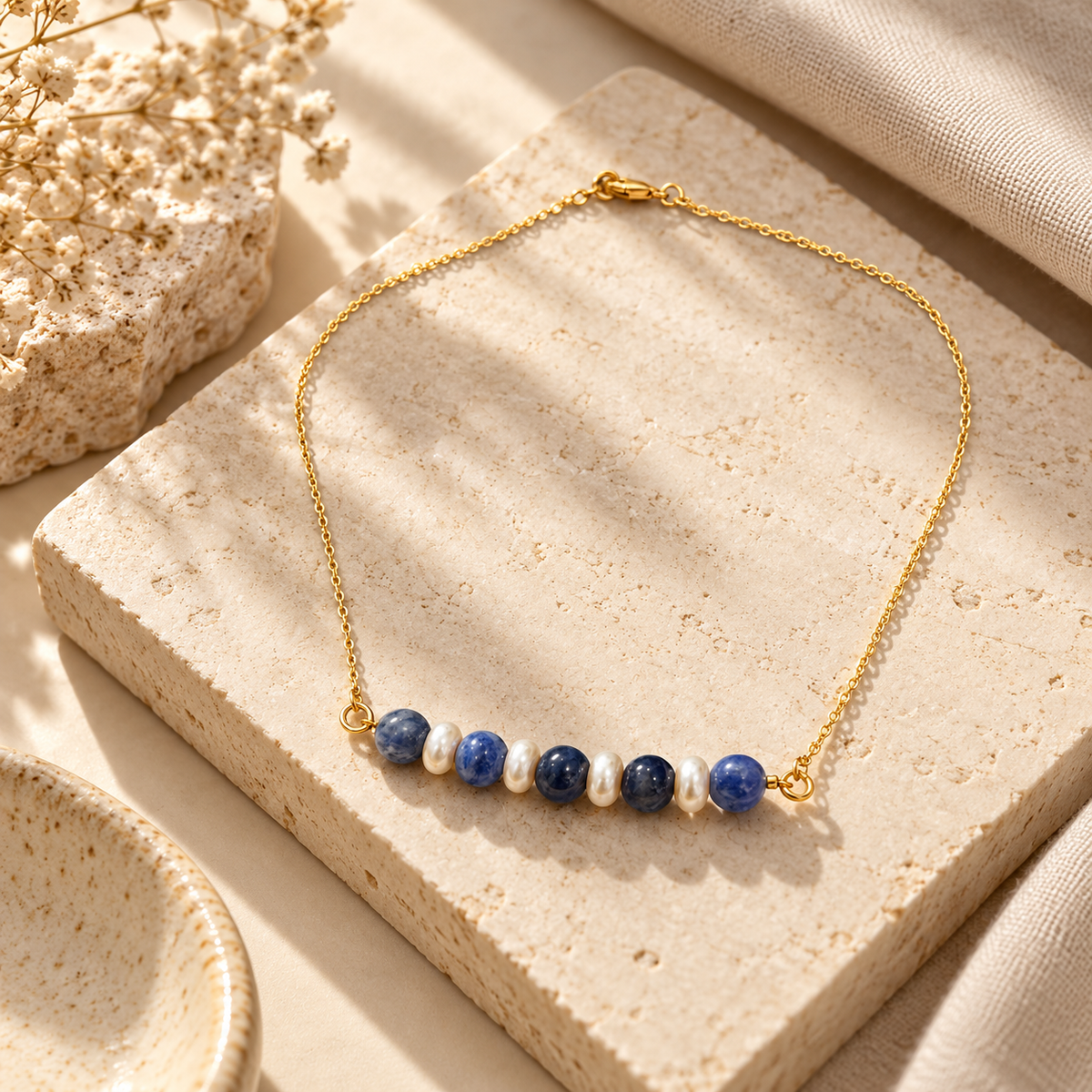 Indigo Pearl Blue Onyx Mini Necklace