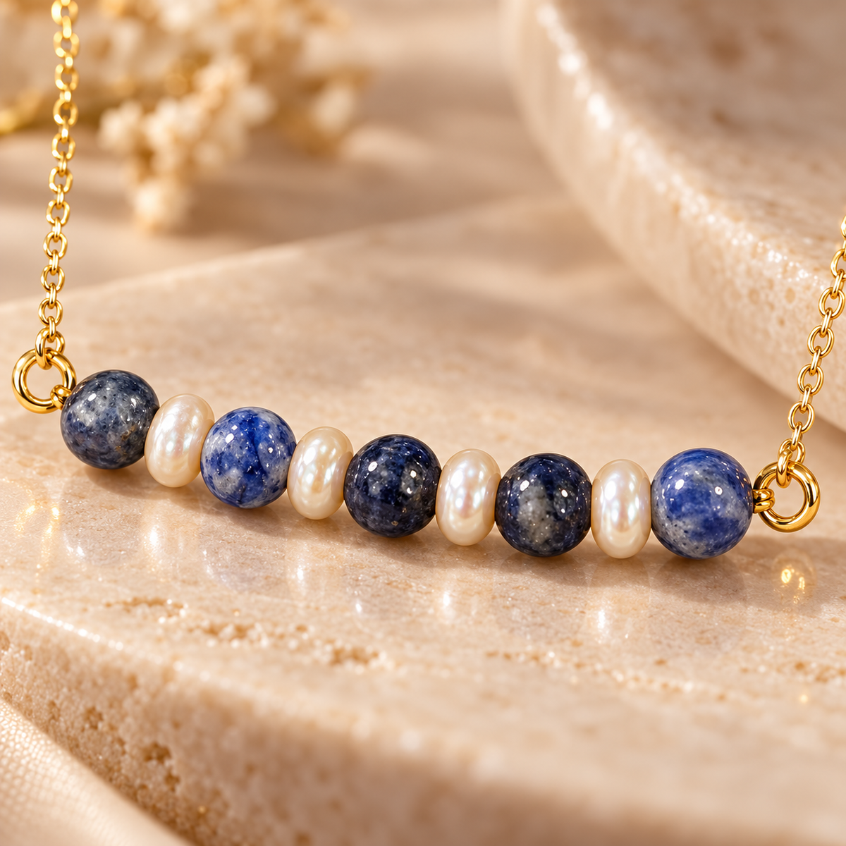 Indigo Pearl Blue Onyx Mini Necklace
