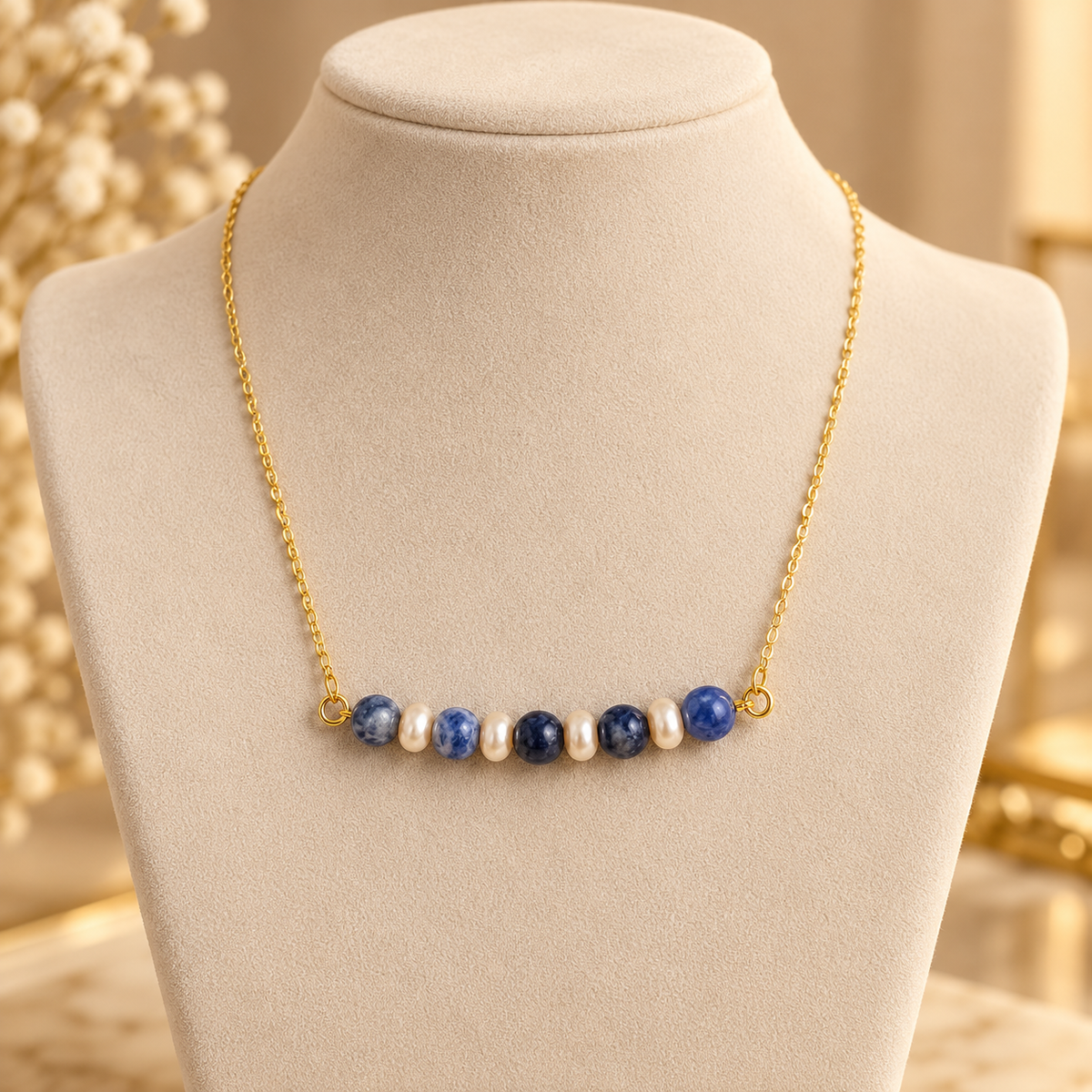 Indigo Pearl Blue Onyx Mini Necklace