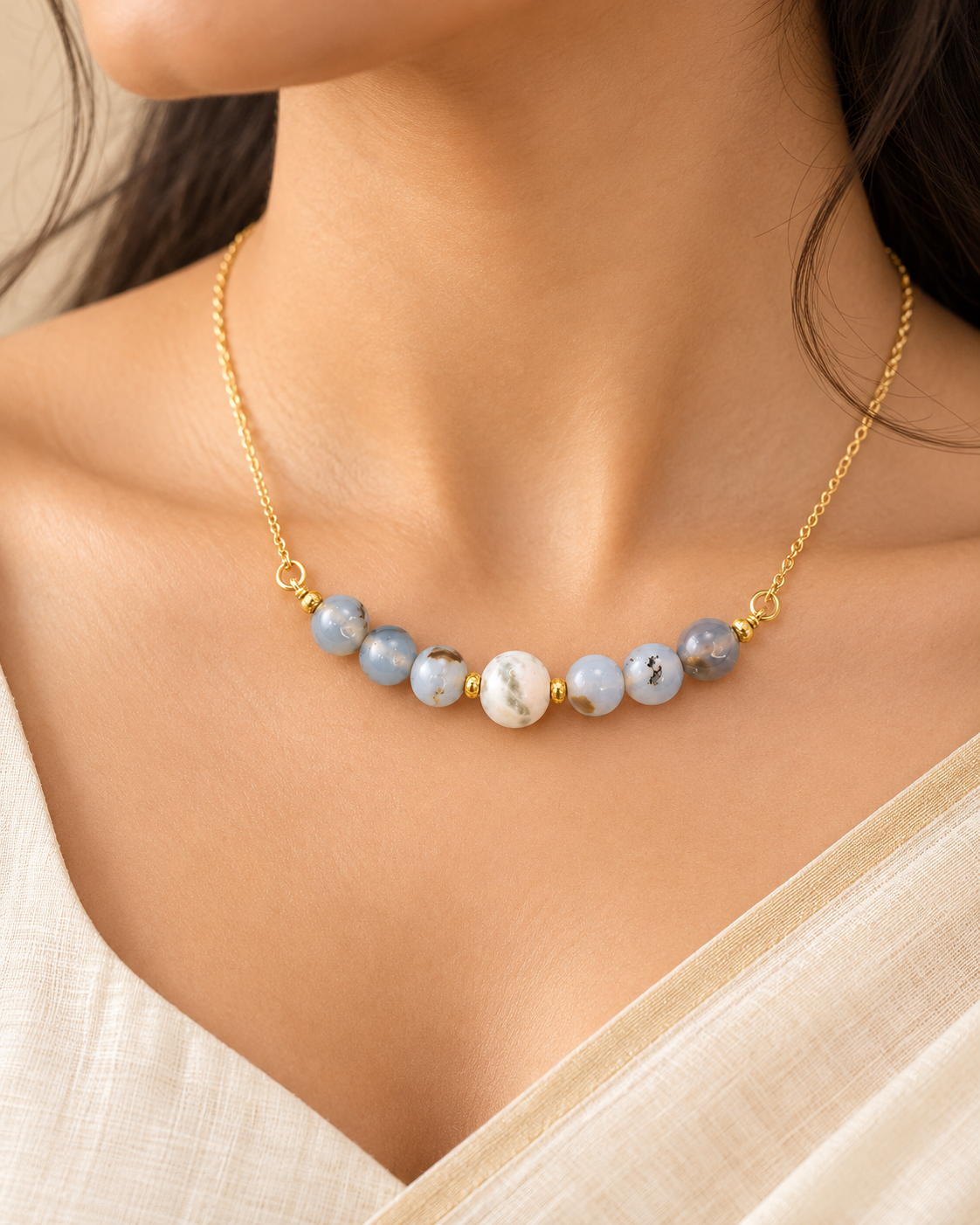 Earth Script Dragon Vein Agate Mini Necklace