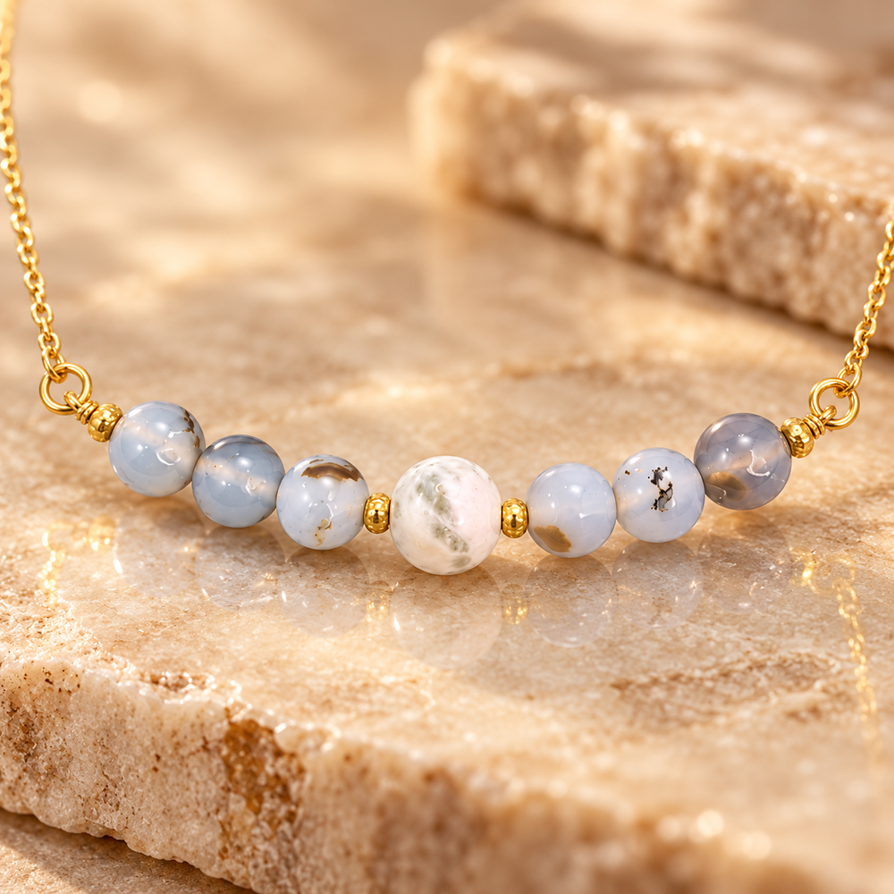 Earth Script Dragon Vein Agate Mini Necklace