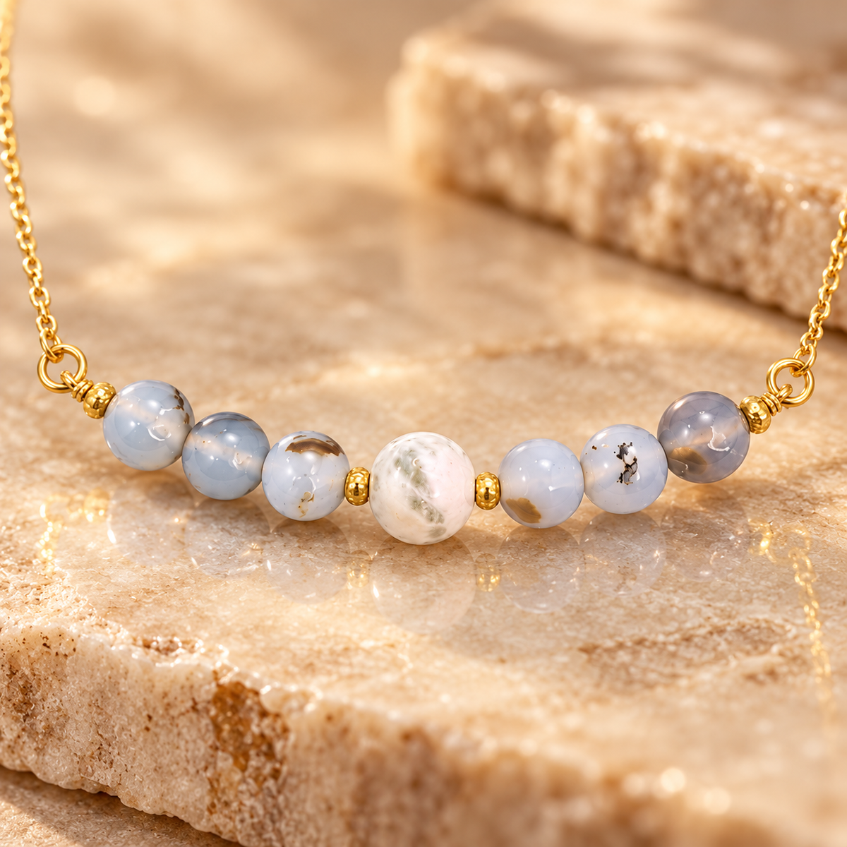 Earth Script Dragon Vein Agate Mini Necklace