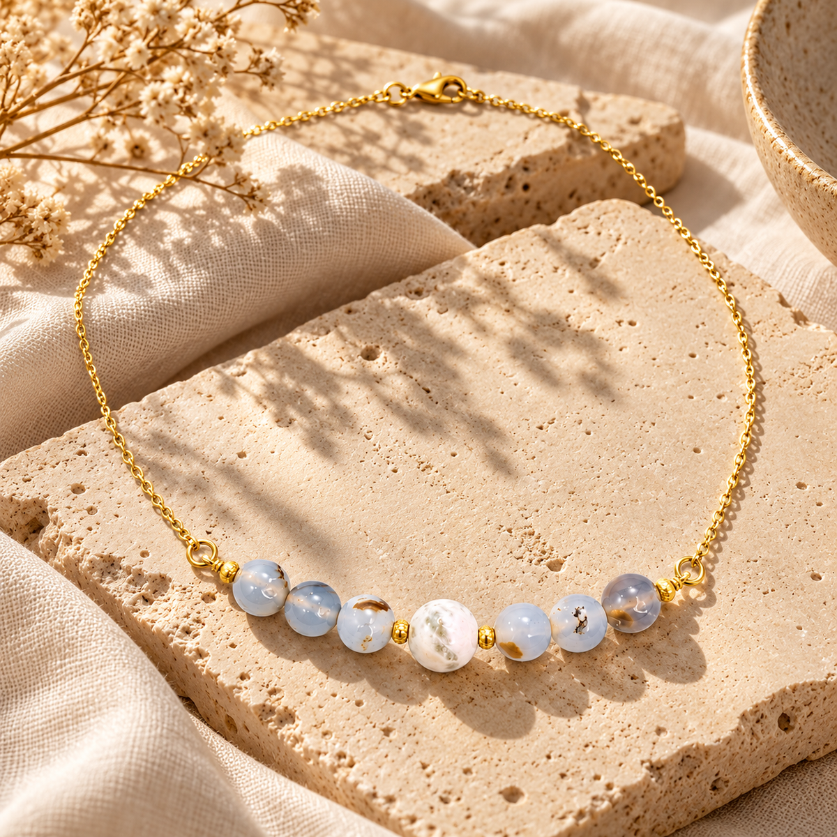 Earth Script Dragon Vein Agate Mini Necklace