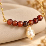 Garnet Tide Freshwater Coin Pearl Necklace