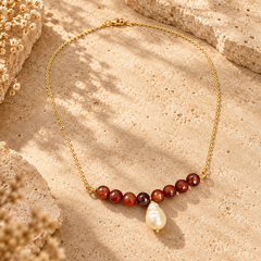Garnet Tide Freshwater Coin Pearl Necklace