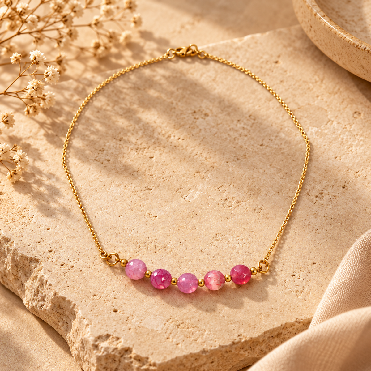 Ruby Ember Red Quartz Mini Necklace