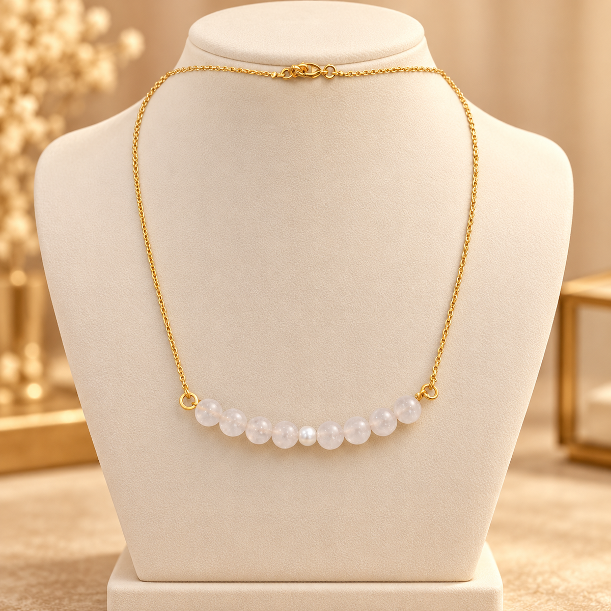 Blush Pearl Rose Quartz Mini Necklace