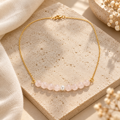 Blush Pearl Rose Quartz Mini Necklace