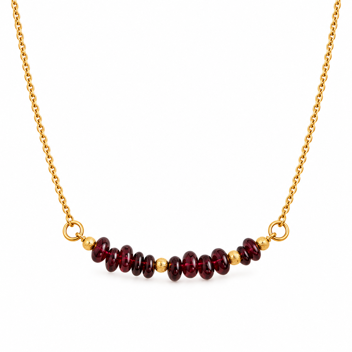 Wine Glow Garnet Chip Mini Necklace