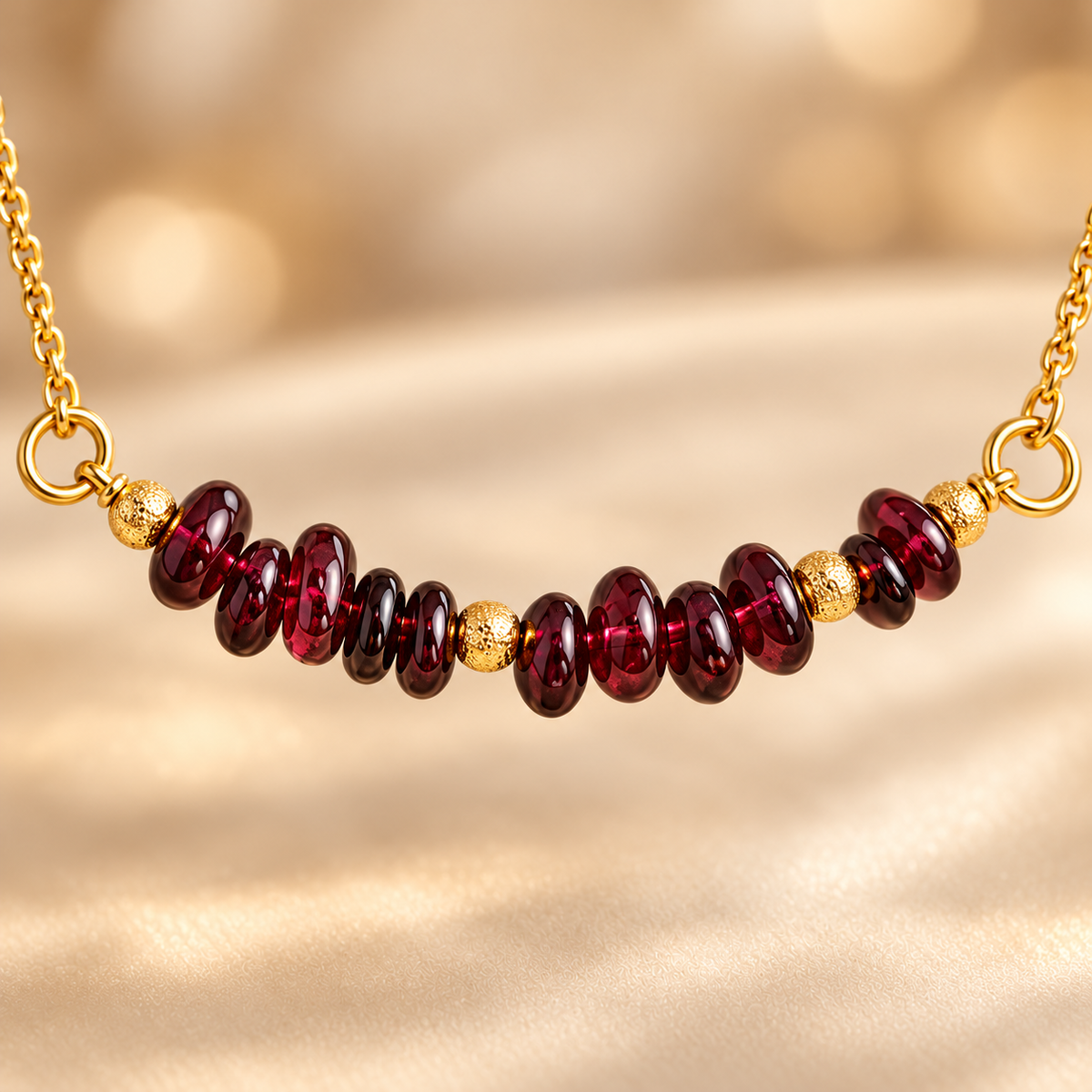 Wine Glow Garnet Chip Mini Necklace