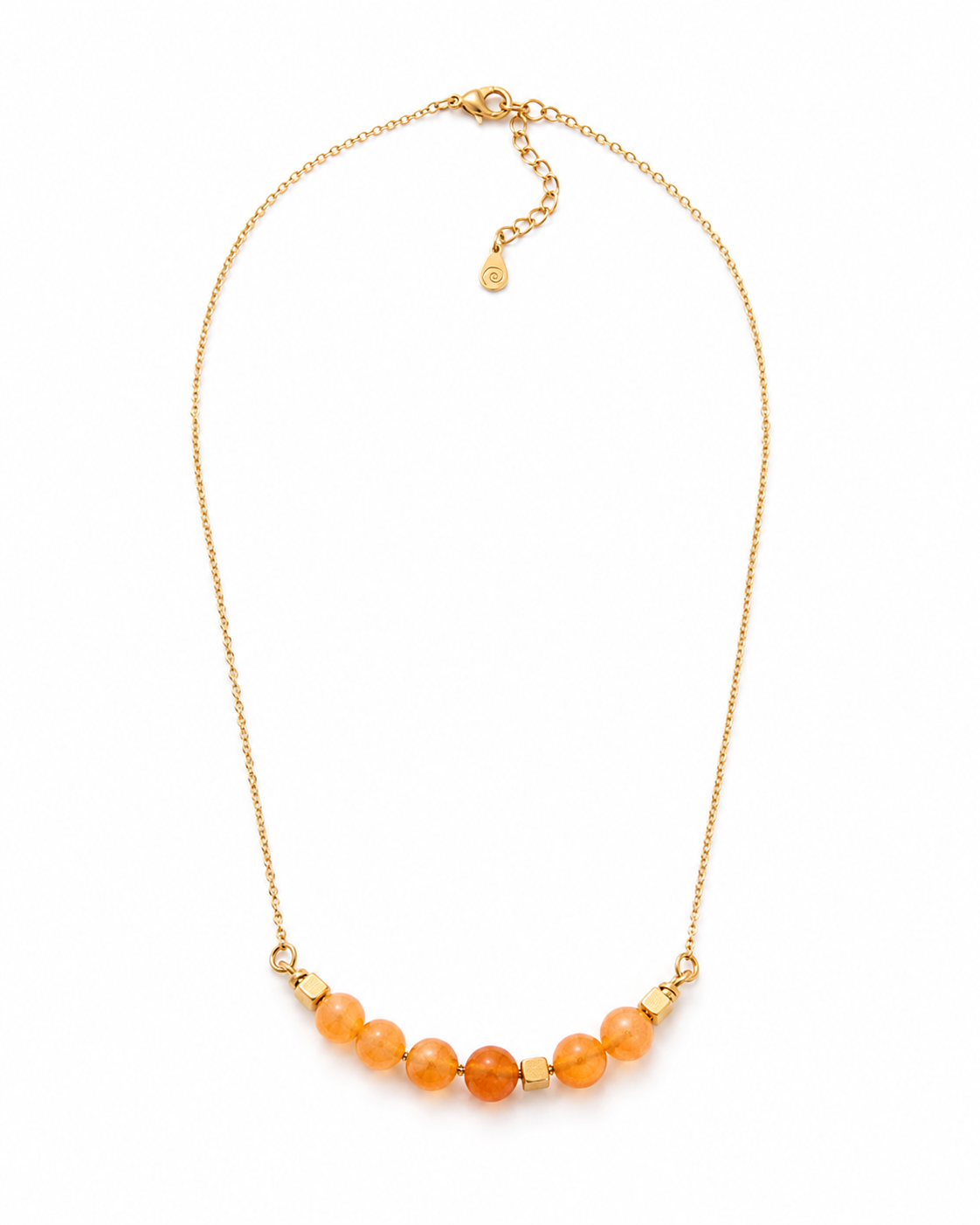 Sunlit Carnelian Brass-Spacer Mini Necklace – view 6 | Pathrohi