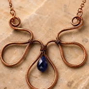 Detailed view of Copper Bloom Wire Statement Set showing stone and bead arrangement