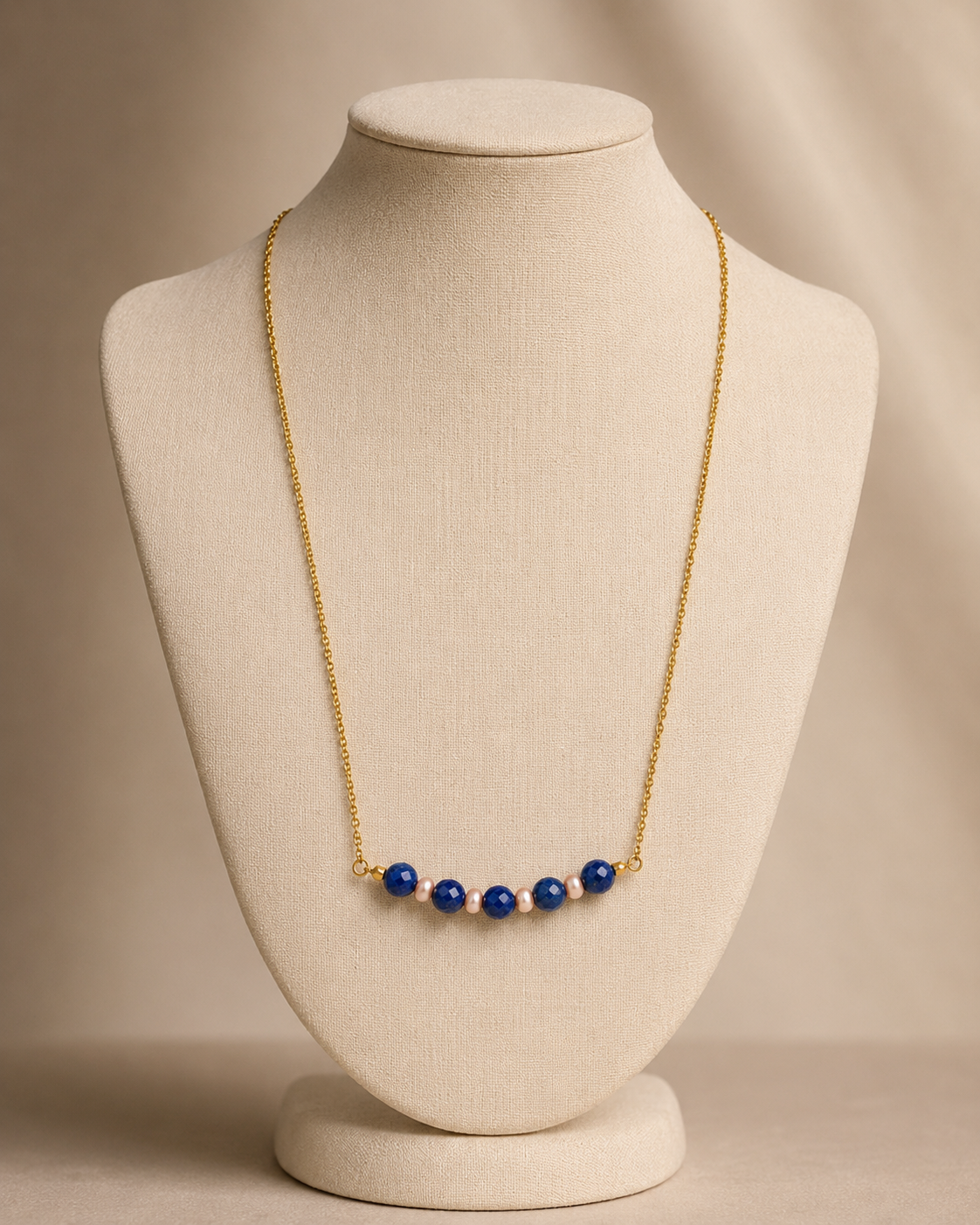 Indigo Pearl Blue Onyx Mini Necklace – view 4 | Pathrohi