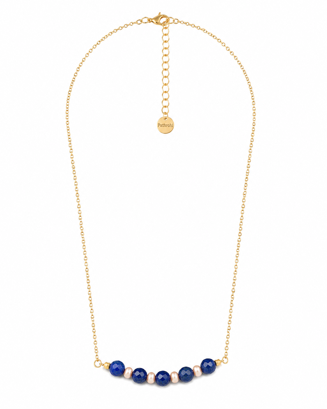 Indigo Pearl Blue Onyx Mini Necklace – view 10 | Pathrohi