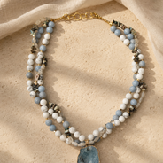 Rose Reverie Rubellite & Quartz Crystal Necklace – view 5 | Pathrohi