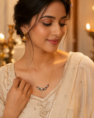 Spotted Ember Dalmatian Stone Mini Necklace – view 7 | Pathrohi