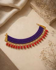 Amethyst Violet & Coral Oval-Drop Agate Choker – view 10 | Pathrohi