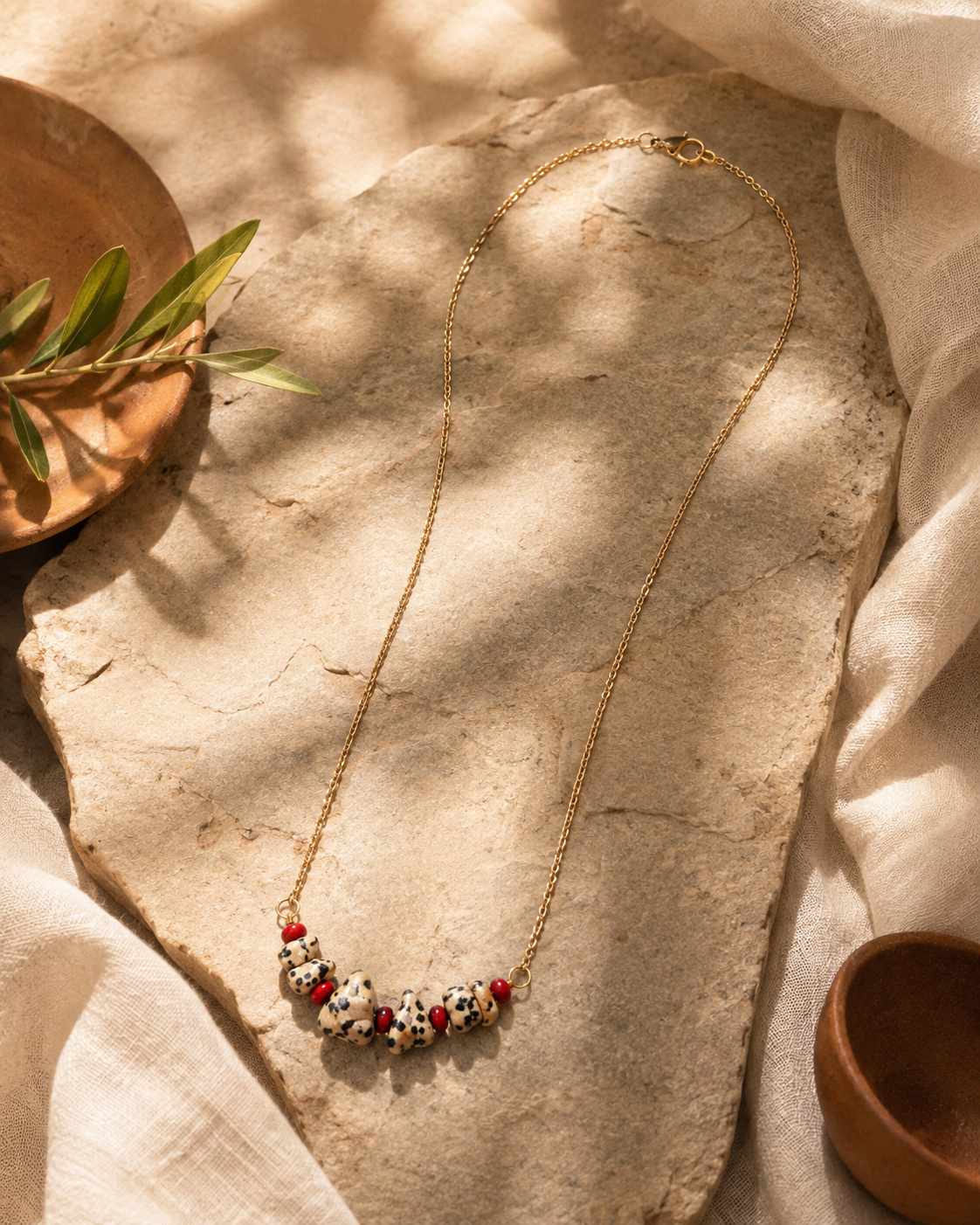 Spotted Ember Dalmatian Stone Mini Necklace – view 4 | Pathrohi