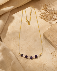 Violet Crystal Amethyst & Clear Quartz Mini Necklace – view 9 | Pathrohi