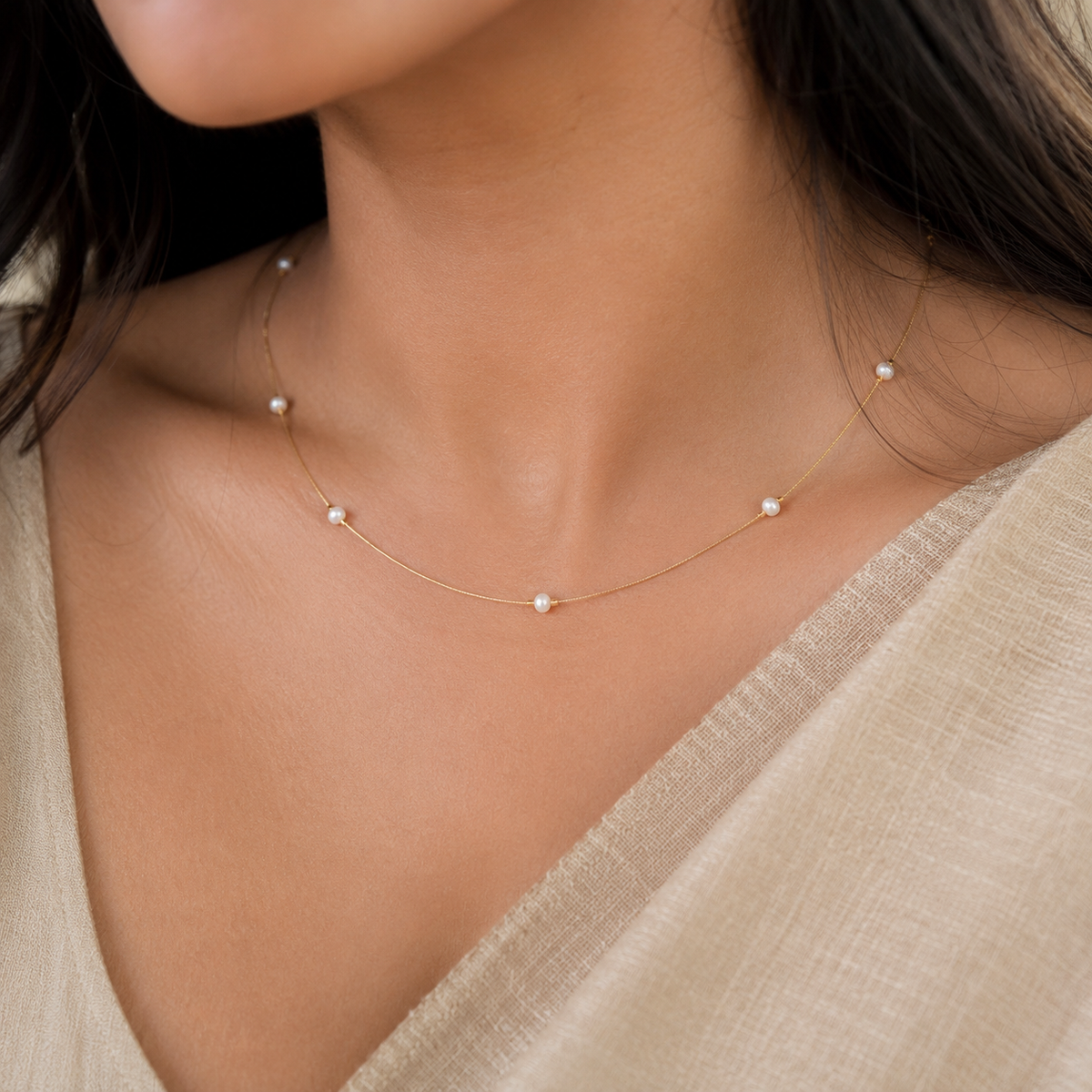Pearl Dew Fine-Wire Necklace – view 5 | Pathrohi