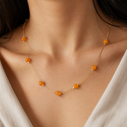 Citrine Dew Fine-Wire Necklace – view 4 | Pathrohi