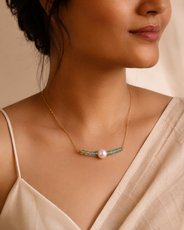 Verdant Pearl Green Fluorite Mini Necklace – view 6 | Pathrohi
