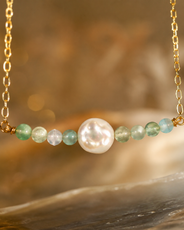 Verdant Pearl Green Fluorite Mini Necklace – view 4 | Pathrohi
