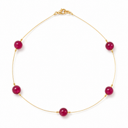 Close-up view of Ruby Dew Fine Wire Necklace showing handcrafted details