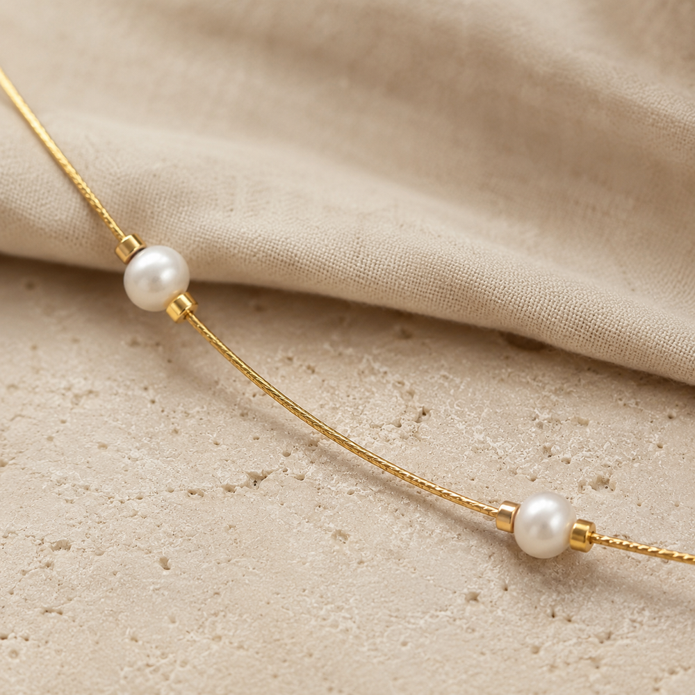 Pearl Dew Fine-Wire Necklace – view 2 | Pathrohi