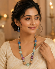 Close-up of Chunky Multicolour Statement Set showing pendant and finishing details