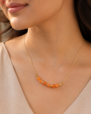 Sunlit Carnelian Brass-Spacer Mini Necklace – view 11 | Pathrohi