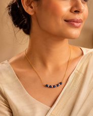 Indigo Pearl Blue Onyx Mini Necklace – view 6 | Pathrohi
