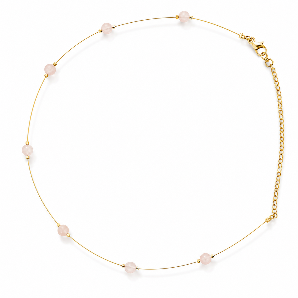 Rose Quartz Dew Fine-Wire Necklace – view 1 | Pathrohi