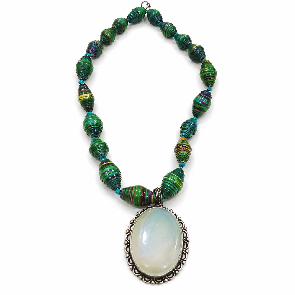 Close-up view of Forest Moon Pendant Necklace showing handcrafted details