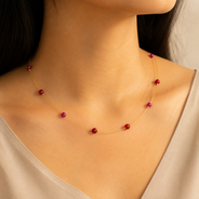 Fuchsia Dew Fine-Wire Necklace – view 4 | Pathrohi