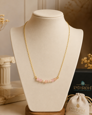 Blush Pearl Rose Quartz Mini Necklace – view 6 | Pathrohi