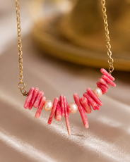 Coral Whisper Pearl Mini Necklace – view 3 | Pathrohi