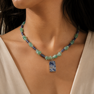 Close-up of Sodalite Aventurine Pendant Necklace showing pendant and finishing details