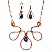 Close-up view of Copper Bloom Wire Statement Set showing handcrafted details