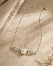 Verdant Pearl Green Fluorite Mini Necklace – view 3 | Pathrohi