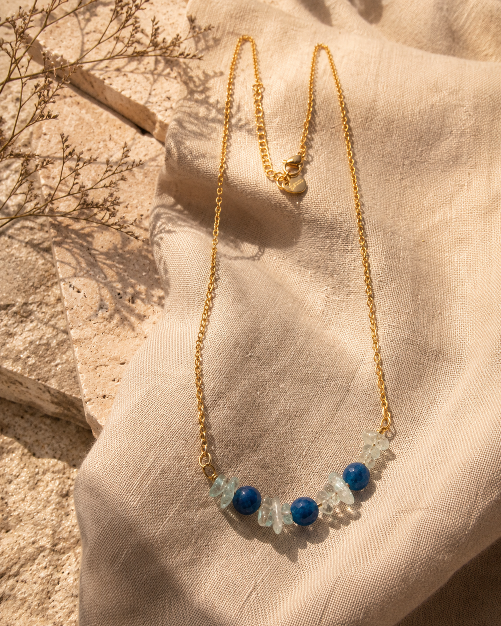Ocean Forest Aventurine & Blue Onyx Mini Necklace – view 6 | Pathrohi