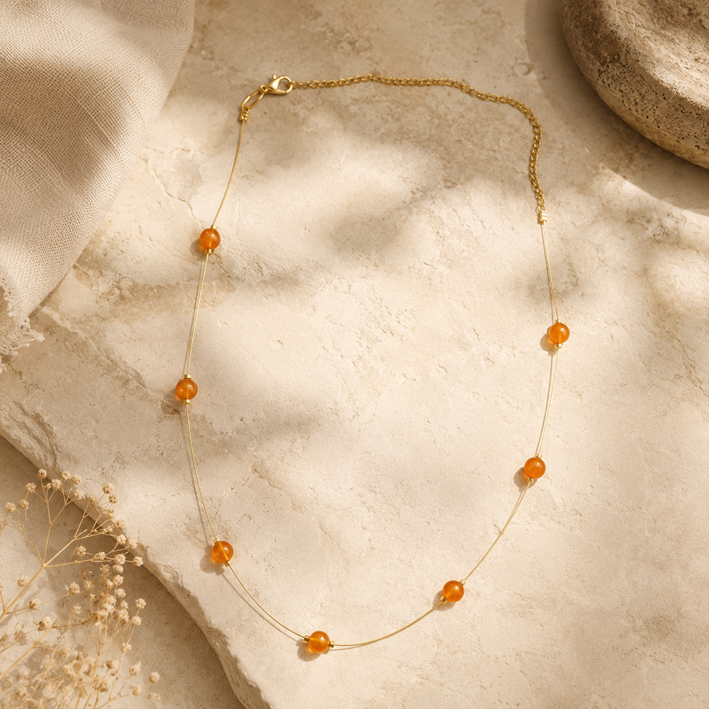 Citrine Dew Fine-Wire Necklace – view 1 | Pathrohi