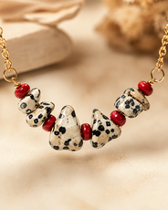Spotted Ember Dalmatian Stone Mini Necklace – view 9 | Pathrohi