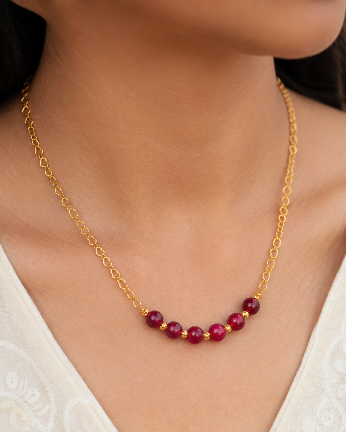 Ruby Ember Red Quartz Mini Necklace – view 4 | Pathrohi