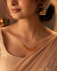 Sunlit Carnelian Brass-Spacer Mini Necklace – view 3 | Pathrohi