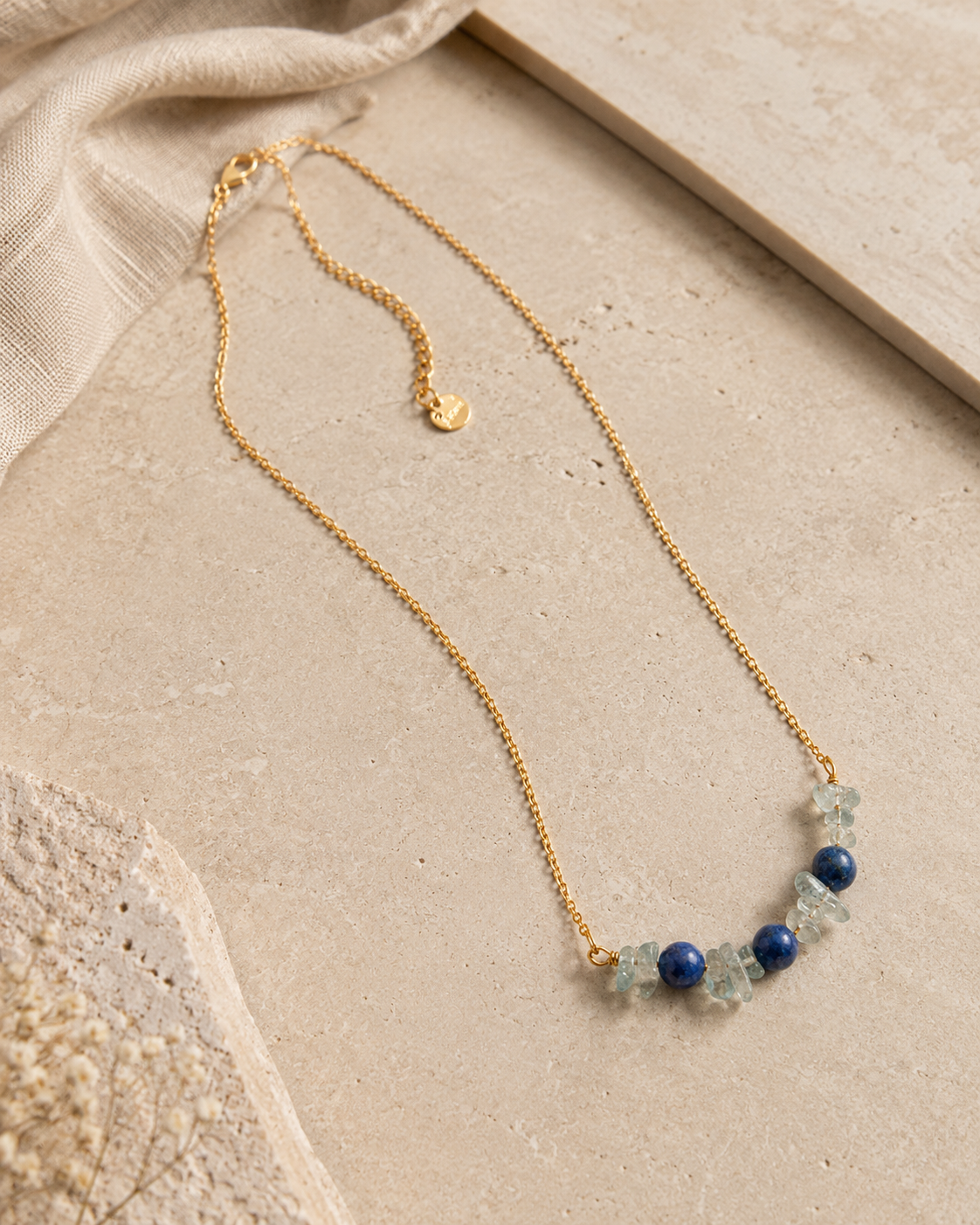 Ocean Forest Aventurine & Blue Onyx Mini Necklace – view 2 | Pathrohi